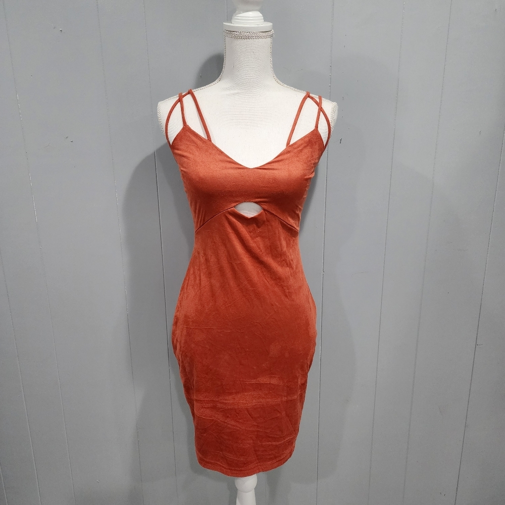 Charlotte Russe  Teal Faux Suede Body-con Mini Dress with Cut-out